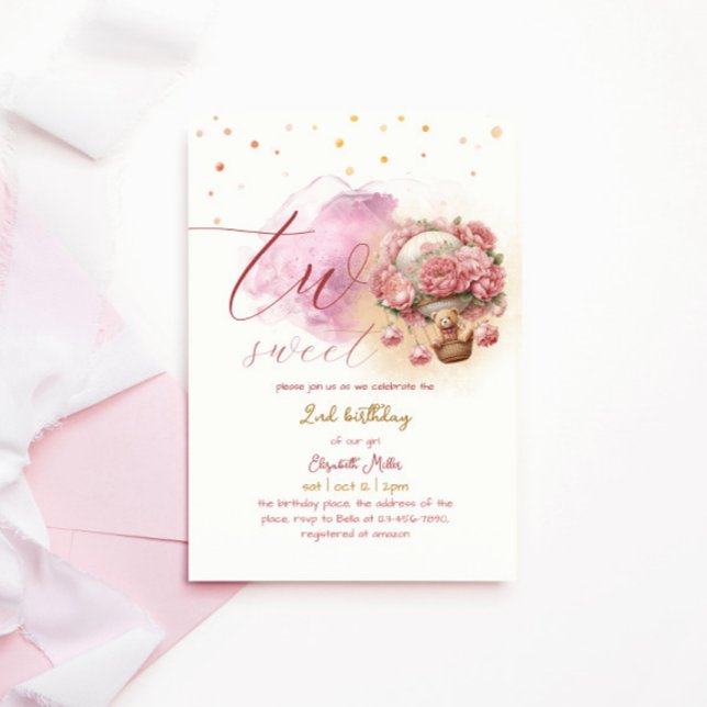 Convite Dois segundos aniversários Bons de Balões Encantad (Criador carregado)