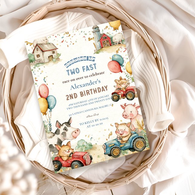 Convite Dois segundos aniversários De Animais De Exploraçã (Criador carregado)