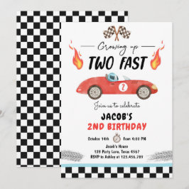 Convite Dois segundos aniversários De Carro De Corrida Ráp