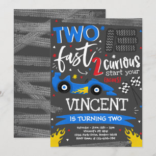 Convite Dois segundos aniversários de Carro Vermelho de C