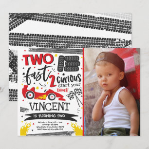 Convite Dois segundos aniversários de Carro Vermelho de C