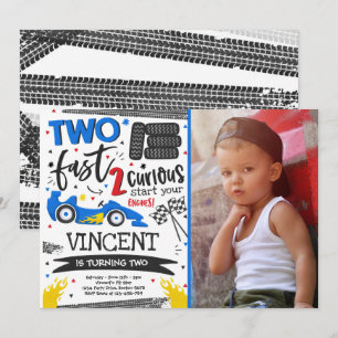 Convite Dois segundos aniversários de Carro Vermelho de C