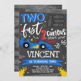 Convite Dois segundos aniversários de Carro Vermelho de Co