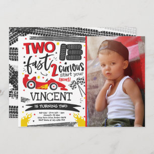 Convite Dois segundos aniversários de Carro Vermelho de Co