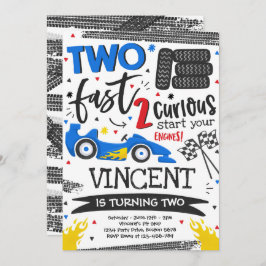 Convite Dois segundos aniversários de Carro Vermelho de Co