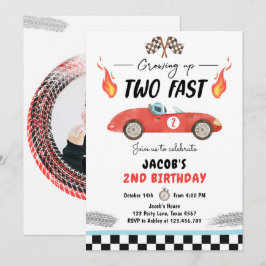 Convite Dois segundos aniversários de Carro Vermelho de Co