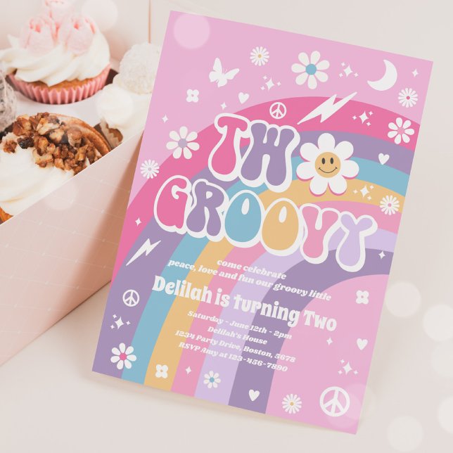 Convite Dois segundos aniversários de Groovy, Festa de Paz (Criador carregado)