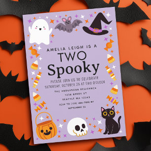 Convite Dois segundos aniversários de Halloween Spooky