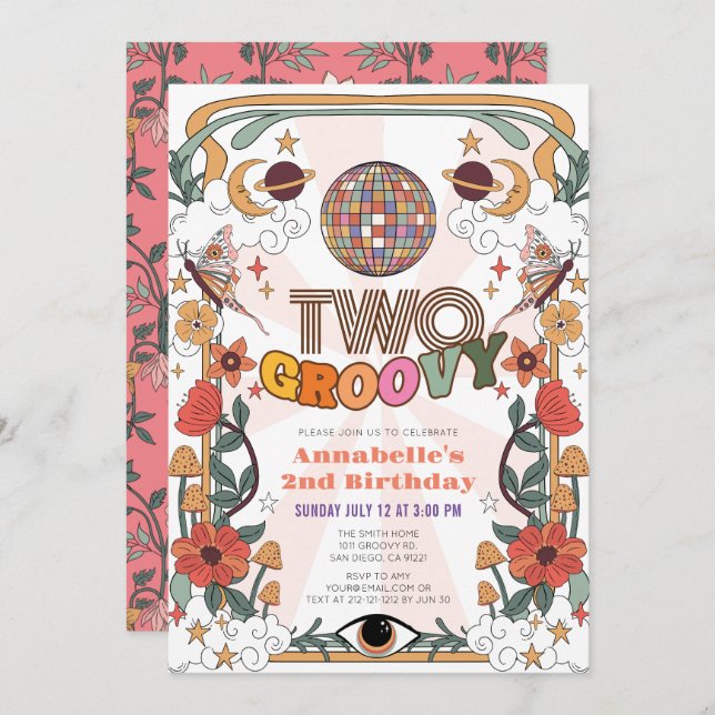 Convite Dois segundos aniversários Psicodélicos de Moto Re (Frente/Verso)