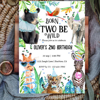 Convite Dois segundos aniversários Safari Selvagem