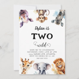 Convite Dois segundos aniversários Selvagens de Animais Sa