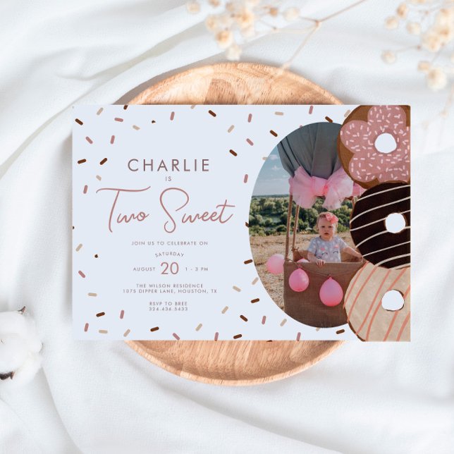 Convite Dois segundos de Rosquinha Doce - Foto de Aniversá (Criador carregado)