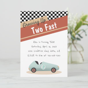 Convite Dois Tema de Carro Rápido Amarelo Vermelho Único P