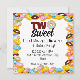 Convite Dois temas de segundo doce Festa de aniversário co