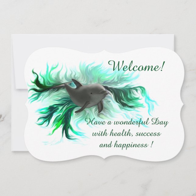 Convite Dolphin Baby, Adicione Seu Texto (Frente)