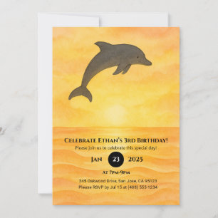 Convite Dolphin Sand Birthday minimalista
