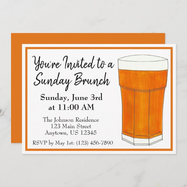 Convite Domingo Breakfast Brunch JO Orange Juice (Frente/Verso)