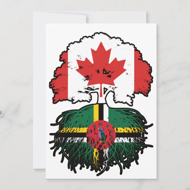 Convite Dominica Canadense Canada Tree Roots Flag (Frente)