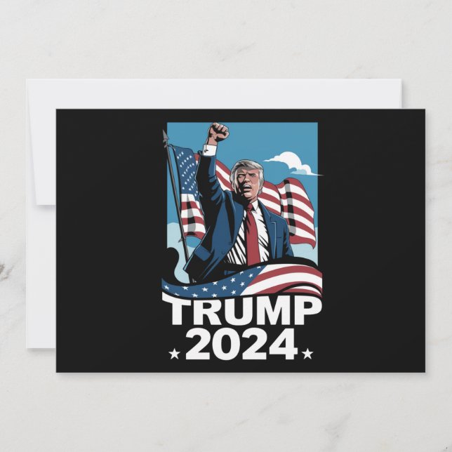 Convite Donald Trump 2024 Eleição Americana Bandeira Ameri (Frente)