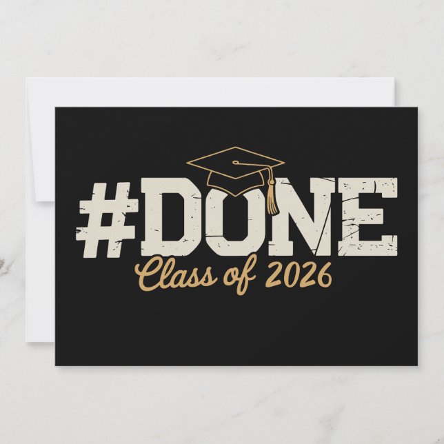 Convite Done Class Of 2026 Gold Graduation Graduate (Frente)