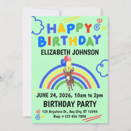 Convite Donkey Birthday Invitation in Green