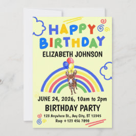 Convite Donkey Birthday Invitation in Yellow