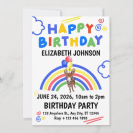 Convite Donkey Birthday Invitation White