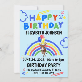 Convite Donkey Birthday Party Invitation Blue
