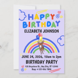 Convite Donkey Birthday Party Invitation Purple
