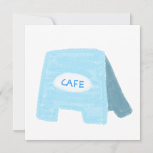 Convite Dono de Café Barista Placa de Calçada Azul