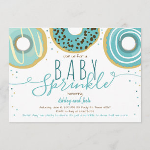 Convite Donut Baby Sprinkle Azul Menino Doughnut Sprinkle