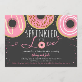 Convite Donut Baby Sprinkle Rosa Menina Doughnut Sprinkle