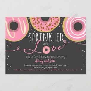 Convite Donut Baby Sprinkle Rosa Menina Doughnut Sprinkle