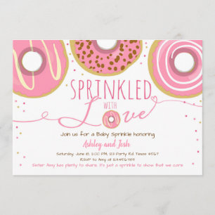 Convite Donut Baby Sprinkle Rosa Menina Doughnut Sprinkle