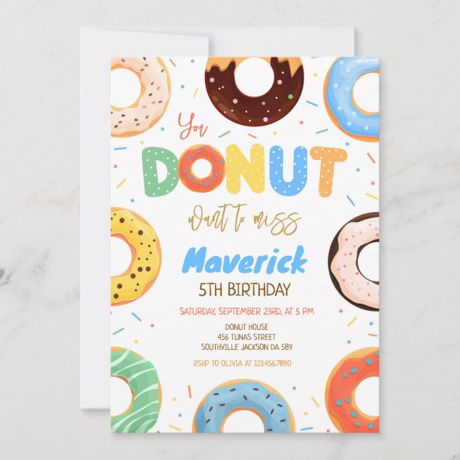 Convite Donut Birthday Party Invitation (Frente)