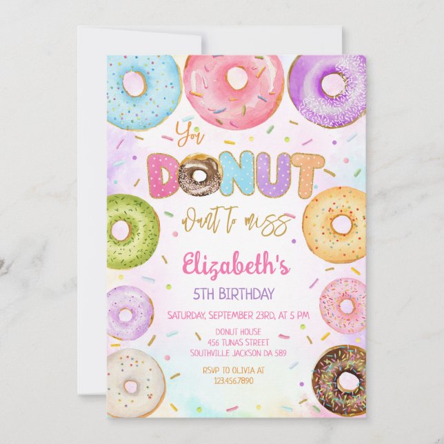 Convite Donut Birthday Party Invitation (Frente)