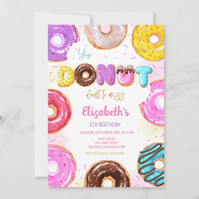 Convite Donut Birthday Party Invitation (Frente)