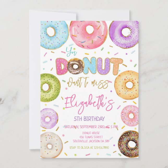 Convite Donut Birthday Party Invitation (Frente)