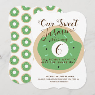 Convite Donut de Aniversário com Glitter Abóbora Verde de 