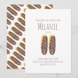 Convite Donut de Aquarela Aniversário de 11 anos Éclairs D