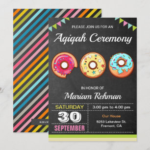 Convite Donut Doce e Fofo Aqeeqah   Cerimônia de Aqiqah