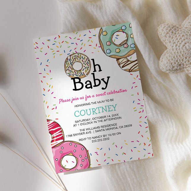 Convite Donut Fofo & Confeitos Oh Bebê | Chás de Bebê (Criador carregado)