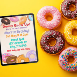 Convite Donut Grow Up 1º Aniversário