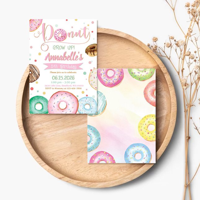 Convite Donut Grow Up Birthday Party Invitation (Criador carregado)