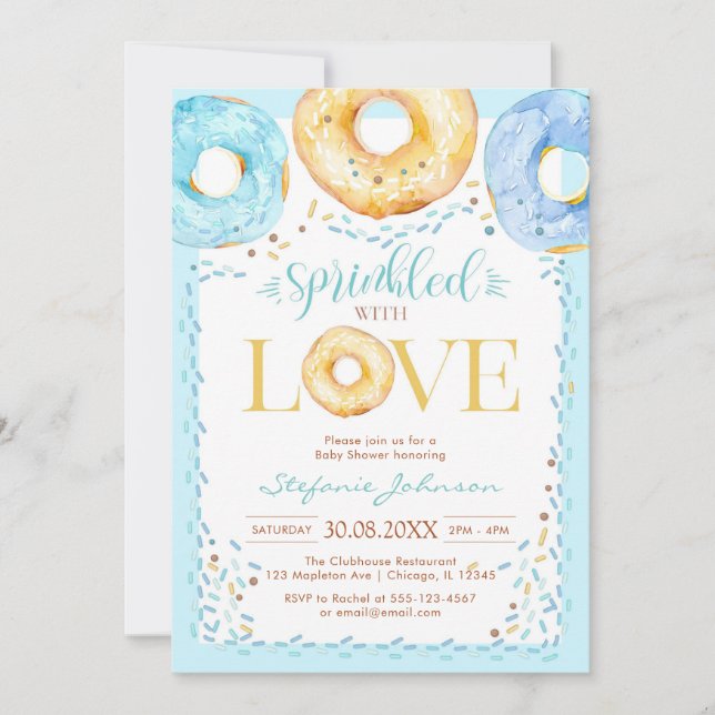 Convite Donut Sprinkled with Love Baby Shower Invitation (Frente)