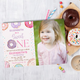 Convite Donut Sweet One Birthday Party Photo 1st Birthday