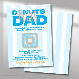 Convite Donuts Azuis Com o Papai para a Celebração do Dia