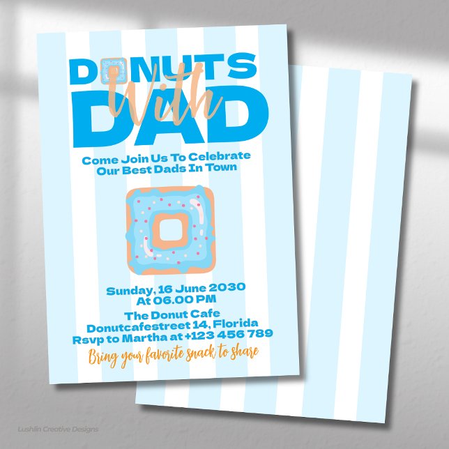 Convite Donuts Azuis Com o Papai para a Celebração do Dia  (Criador carregado)