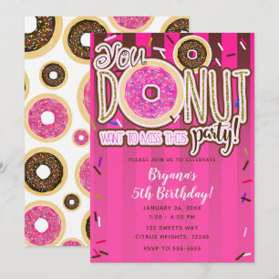 Convite Donuts com Glacê Rosa e Marrom e Confeitos Moderno