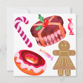 Convite Donuts com Glacê Rosa Meninas de Pão de Mel Bengal